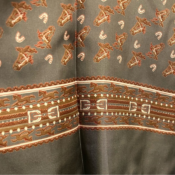 New Golden Camel Pure Silk Printed Western Style Horse Head Horse Shoe Scarf - Picture 5 of 7